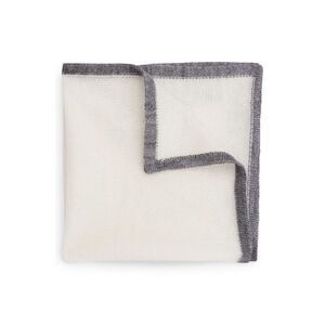 Boss Contrast Detail Pocket Square / White/Gray